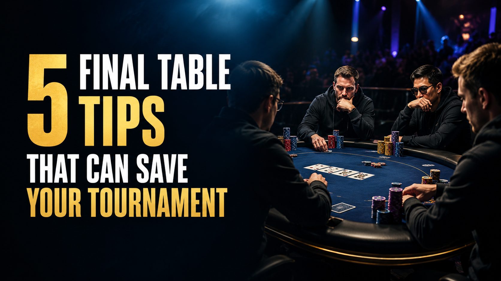 Poker players competing at a tournament final table